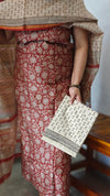 Brick Red and Beige Block Printed Chanderi Silk Suit - MC059