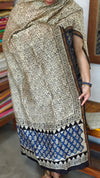Blue and Beige Block Printed Chanderi Silk Suit - MC059