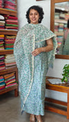 Teal Blue Floral Printed Chanderi Silk Suit - MC059