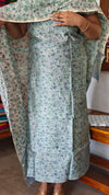 Teal Blue Floral Printed Chanderi Silk Suit - MC059