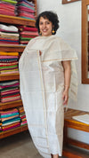 Off White and Gold Block Printed Chanderi Silk Suit - MC059