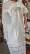 Off White and Gold Block Printed Chanderi Silk Suit - MC059