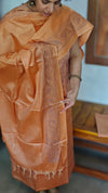 Antique Peach Semi Tussar Suit with Copper Thread Embroidery - TTV4