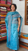 Firozi Blue Semi Tussar Suit with Copper Thread Embroidery - TTV4