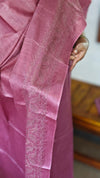 Onion Pink Semi Tussar Suit with Copper Thread Embroidery - TTV4