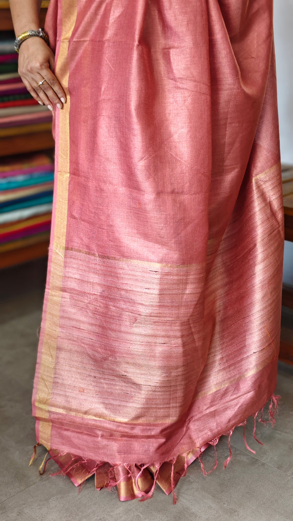 Burnt Peach Pure Moonga Silk Saree - SM32