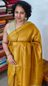 Golden Mustard Pure Moonga Tissue Silk Saree - SM32