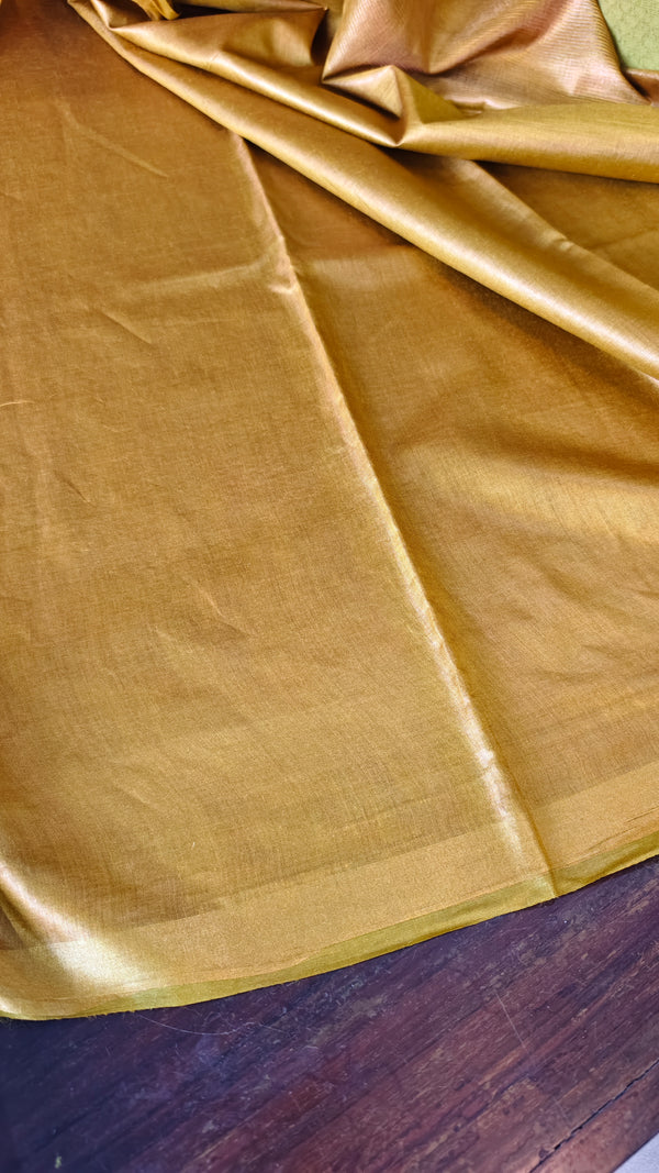 Golden Mustard Pure Moonga Tissue Silk Saree - SM32