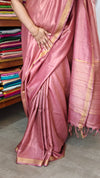 Dusty Mauve Pure Moonga Tissue Silk Saree - SM32