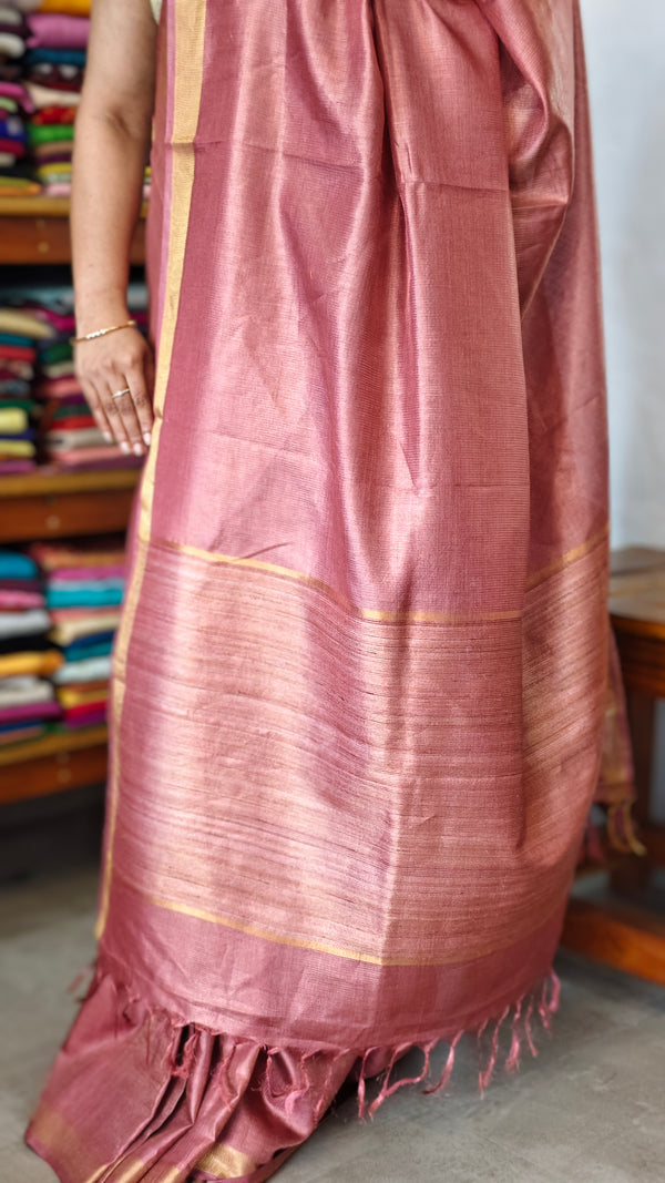 Dusty Mauve Pure Moonga Tissue Silk Saree - SM32