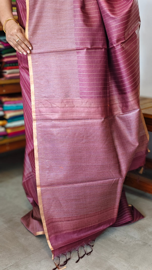 Burgundy Pure Moonga Tissue Silk Saree - SM32