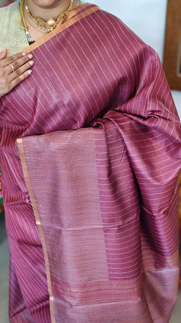 Burgundy Pure Moonga Tissue Silk Saree - SM32