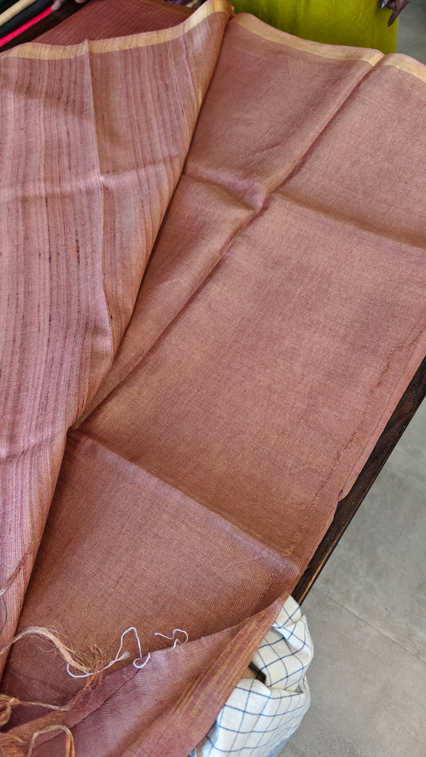 Golden Lilac Pure Moonga Tissue Silk Saree - SM32