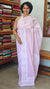 Baby Pink Organdy Saree with Cotton Applique - 7188