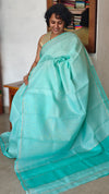 Cyan Blue Kota Saree with Hand Pita Work - KX45