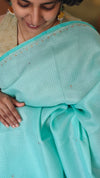 Cyan Blue Kota Saree with Hand Pita Work - KX45