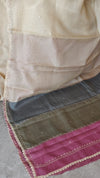 Beige Kota Saree with Hand Pita Work - KX45