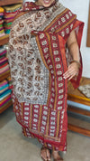 Maroon Block Printed Maheshwari Silk Suit - SL291