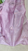 Lilac Super Net Kota Saree with Crochet Work - 9818