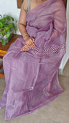 Lilac Super Net Kota Saree with Crochet Work - 9818
