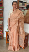 Nude Peach Super Net Kota Saree with Crochet Work - 9818