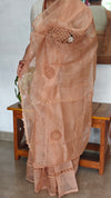 Nude Peach Super Net Kota Saree with Crochet Work - 9818