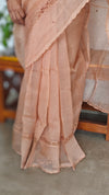 Nude Peach Super Net Kota Saree with Crochet Work - 9818
