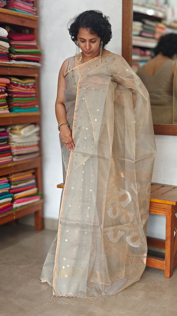 Sandstone Grey Muslin Jamdani Saree - 2971