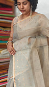 Sandstone Grey Muslin Jamdani Saree - 2971