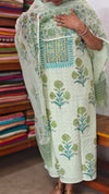 Pista Green Cotton Hakoba Suit with Kota Doria Dupatta