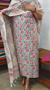 Light Beige Floral Printed Blended Linen Suit - BD33