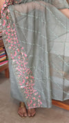 Sage Green Linen Suit with Bead Work - FM19