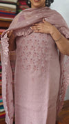 Dusty Rose Linen Suit with Bead Work - FM19