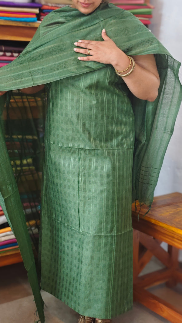Green Semi Silk Woven Suit - EW79A - A