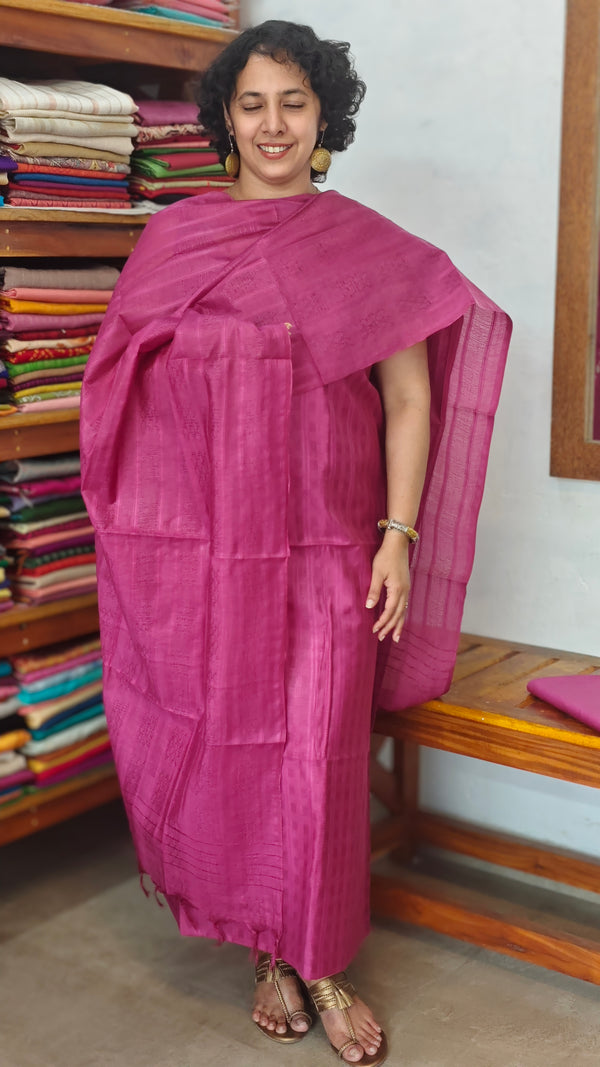 Pink Woven Semi Silk Suit - EW79A
