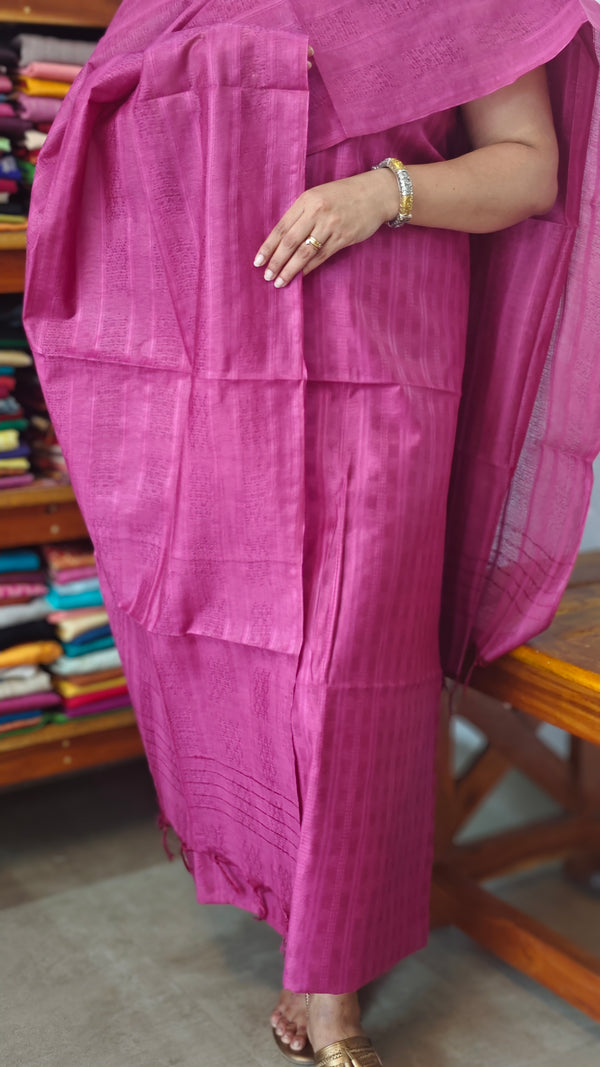 Pink Woven Semi Silk Suit - EW79A