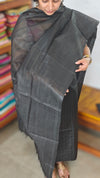 Black Woven Semi Silk Suit - EW79A