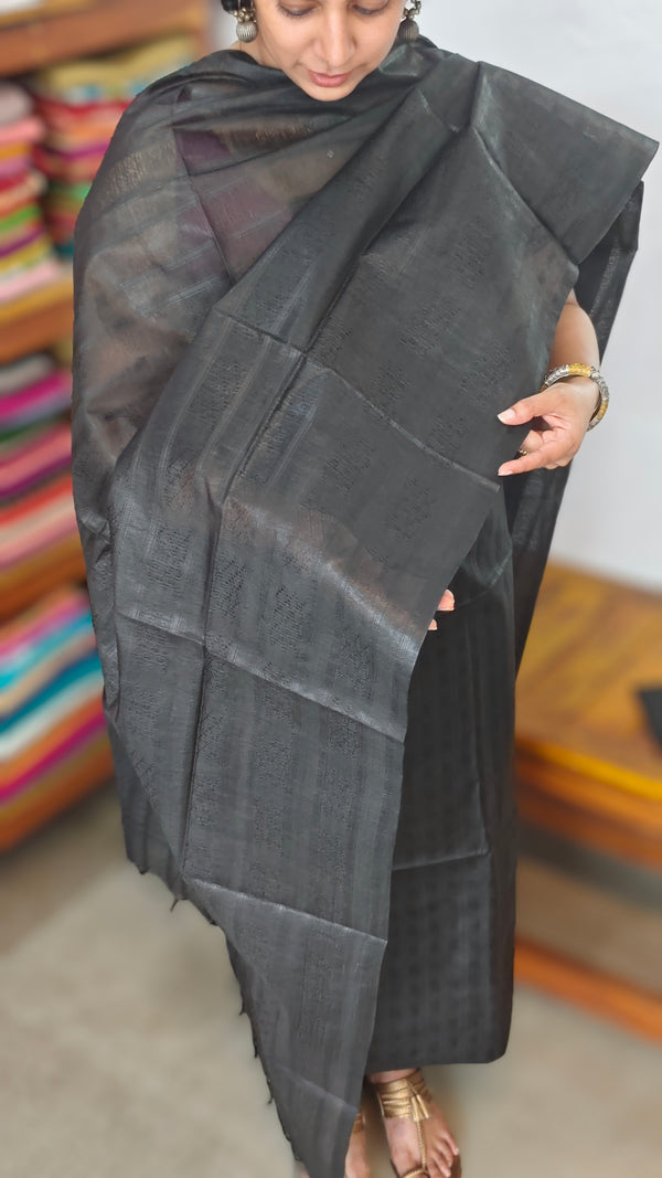 Black Woven Semi Silk Suit - EW79A