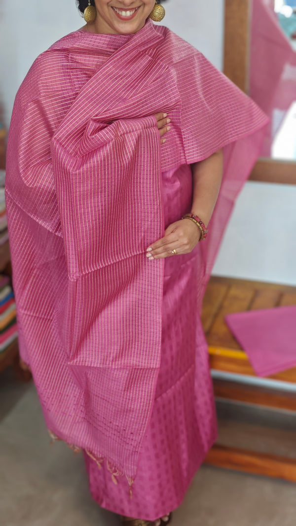 Thulian Pink Woven Semi Silk Suit - EW79A