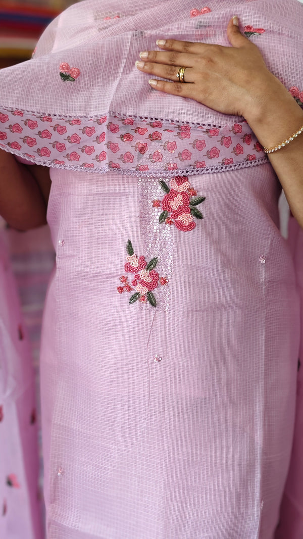 Lilac Kota Suit with Bead Work Yoke - K18X