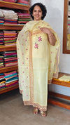 Canary Yellow Kota Suit with Bead Work Yoke - K18X