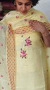 Canary Yellow Kota Suit with Bead Work Yoke - K18X