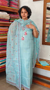 Sky Blue Kota Suit with Bead Work Yoke - K18X
