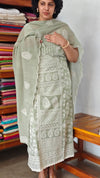 Sage Green Embroidered Crepe Georgette Suit - 327G