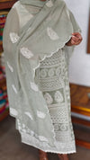 Sage Green Embroidered Crepe Georgette Suit - 327G