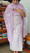 Lavender Embroidered Crepe Georgette Suit - 327G