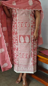 Dusty Peach Embroidered Crepe Georgette Suit - 327G