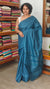 Azure Blue Embroidered Tussar Silk Saree
