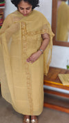 Mustard Yellow Crushed Organza Cutwork Suit - M177