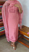 Pink Block Printed Muslin Suit - D4891